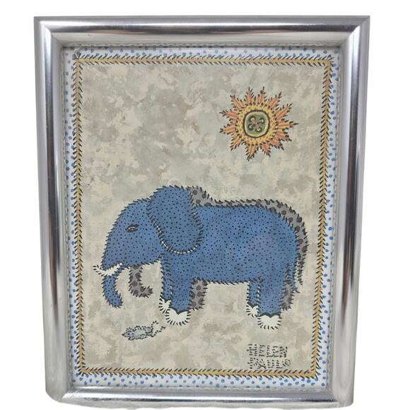 Helen Paul Bundle of 3-10" X 8" Animal Lion Zebra Elephant Signed Framed Artwork - Picture 6 of 7